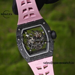 Customized Black Gold RM-055, Black Carbon Fiber Case, RMUL2 Integrated Movement, Customized Pink Natural Rubber Strap (Available in More Colors), Titanium Buckle - Image 9