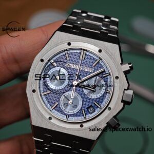 Customize AP Royal Oak 26240BC, customize the best alternative blue dial, date display, and substitute hands, hand inlaid with jewelry grade natural sapphire outer ring, CNC 1:1 customized case strap and clasp, currently the best 4401 integrated movement - Image 10