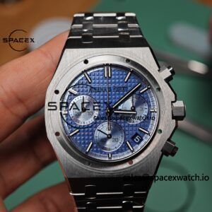 Customize AP Royal Oak 26240BC, customize the best alternative blue dial, date display, and substitute hands, hand inlaid with jewelry grade natural sapphire outer ring, CNC 1:1 customized case strap and clasp, currently the best 4401 integrated movement - Image 8
