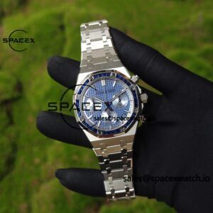 Customize AP Royal Oak 26240BC, customize the best alternative blue dial, date display, and substitute hands, hand inlaid with jewelry grade natural sapphire outer ring, CNC 1:1 customized case strap and clasp, currently the best 4401 integrated movement - Image 3