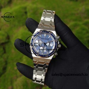 Customize AP Royal Oak 26240BC, customize the best alternative blue dial, date display, and substitute hands, hand inlaid with jewelry grade natural sapphire outer ring, CNC 1:1 customized case strap and clasp, currently the best 4401 integrated movement - Image 4