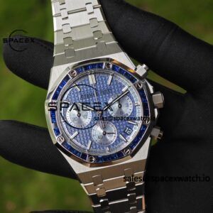 Customize AP Royal Oak 26240BC, customize the best alternative blue dial, date display, and substitute hands, hand inlaid with jewelry grade natural sapphire outer ring, CNC 1:1 customized case strap and clasp, currently the best 4401 integrated movement - Image 6