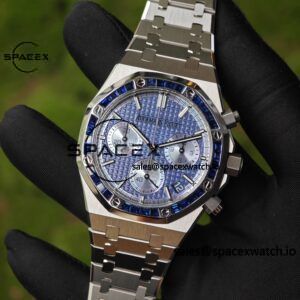 Customize AP Royal Oak 26240BC, customize the best alternative blue dial, date display, and substitute hands, hand inlaid with jewelry grade natural sapphire outer ring, CNC 1:1 customized case strap and clasp, currently the best 4401 integrated movement - Image 7