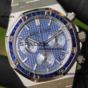 Customize AP Royal Oak 26240BC, customize the best alternative blue dial, date display, and substitute hands, hand inlaid with jewelry grade natural sapphire outer ring, CNC 1:1 customized case strap and clasp, currently the best 4401 integrated movement - Image 12