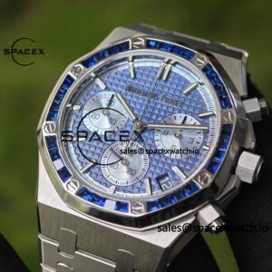 Customize AP Royal Oak 26240BC, customize the best alternative blue dial, date display, and substitute hands, hand inlaid with jewelry grade natural sapphire outer ring, CNC 1:1 customized case strap and clasp, currently the best 4401 integrated movement - Image 17
