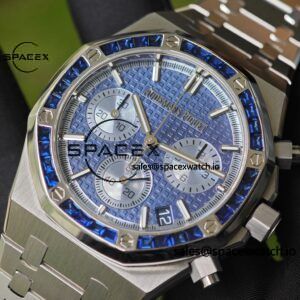 Customize AP Royal Oak 26240BC, customize the best alternative blue dial, date display, and substitute hands, hand inlaid with jewelry grade natural sapphire outer ring, CNC 1:1 customized case strap and clasp, currently the best 4401 integrated movement - Image 13