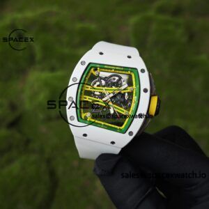 Customized Richard Mill 61-01 green track, ZF white ceramic case, customized VA best integrated movement (appearance and function identical to genuine), natural white rubber strap - Image 4
