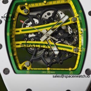 Customized Richard Mill 61-01 green track, ZF white ceramic case, customized VA best integrated movement (appearance and function identical to genuine), natural white rubber strap - Image 8