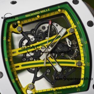 Customized Richard Mill 61-01 green track, ZF white ceramic case, customized VA best integrated movement (appearance and function identical to genuine), natural white rubber strap - Image 9
