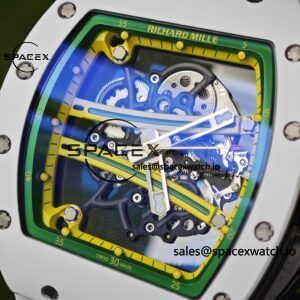 Customized Richard Mill 61-01 green track, ZF white ceramic case, customized VA best integrated movement (appearance and function identical to genuine), natural white rubber strap - Image 10