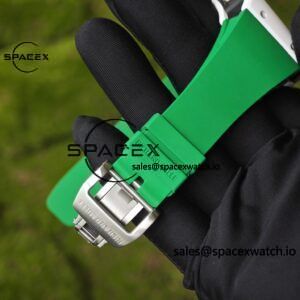 Customized Richard Mill 61-01 green track, CNC1:1 customized white ceramic case, customized VA best integrated movement (appearance and function identical to genuine), green natural rubber strap, titanium buckle - Image 16