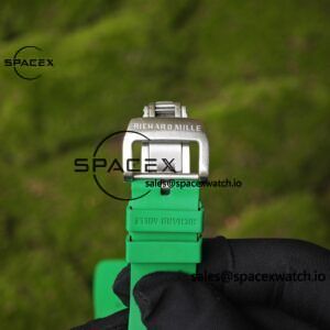 Customized Richard Mill 61-01 green track, CNC1:1 customized white ceramic case, customized VA best integrated movement (appearance and function identical to genuine), green natural rubber strap, titanium buckle - Image 19