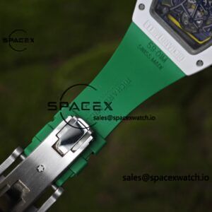 Customized Richard Mill 61-01 green track, CNC1:1 customized white ceramic case, customized VA best integrated movement (appearance and function identical to genuine), green natural rubber strap, titanium buckle - Image 18