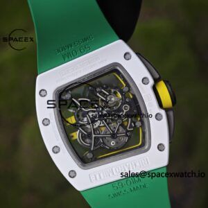 Customized Richard Mill 61-01 green track, CNC1:1 customized white ceramic case, customized VA best integrated movement (appearance and function identical to genuine), green natural rubber strap, titanium buckle - Image 11