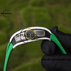 Customized Richard Mill 61-01 green track, CNC1:1 customized white ceramic case, customized VA best integrated movement (appearance and function identical to genuine), green natural rubber strap, titanium buckle - Image 8
