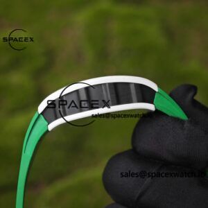 Customized Richard Mill 61-01 green track, CNC1:1 customized white ceramic case, customized VA best integrated movement (appearance and function identical to genuine), green natural rubber strap, titanium buckle - Image 9