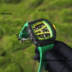 Customized Richard Mill 61-01 green track, ZF black ceramic case, customized VA best integrated movement (appearance and function identical to genuine), green natural rubber strap, yellow crown rubber ring - Image 16