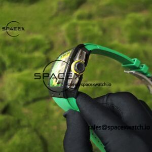 Customized Richard Mill 61-01 green track, ZF black ceramic case, customized VA best integrated movement (appearance and function identical to genuine), green natural rubber strap, yellow crown rubber ring - Image 17