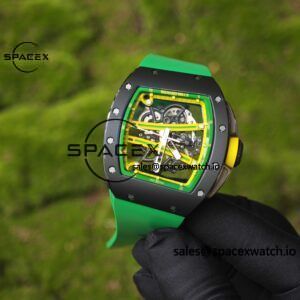 Customized Richard Mill 61-01 green track, ZF black ceramic case, customized VA best integrated movement (appearance and function identical to genuine), green natural rubber strap, yellow crown rubber ring - Image 7