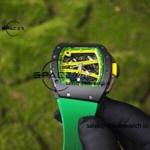 Customized Richard Mill 61-01 green track, ZF black ceramic case, customized VA best integrated movement (appearance and function identical to genuine), green natural rubber strap, yellow crown rubber ring - Image 12