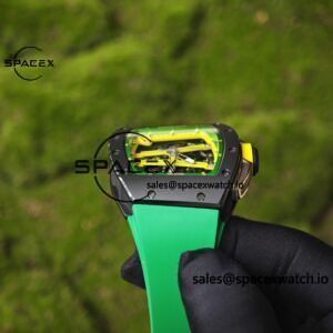 Customized Richard Mill 61-01 green track, ZF black ceramic case, customized VA best integrated movement (appearance and function identical to genuine), green natural rubber strap, yellow crown rubber ring - Image 13