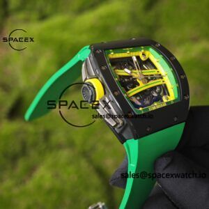 Customized Richard Mill 61-01 green track, ZF black ceramic case, customized VA best integrated movement (appearance and function identical to genuine), green natural rubber strap, yellow crown rubber ring - Image 19