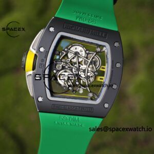 Customized Richard Mill 61-01 green track, ZF black ceramic case, customized VA best integrated movement (appearance and function identical to genuine), green natural rubber strap, yellow crown rubber ring - Image 25