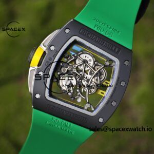 Customized Richard Mill 61-01 green track, ZF black ceramic case, customized VA best integrated movement (appearance and function identical to genuine), green natural rubber strap, yellow crown rubber ring - Image 26