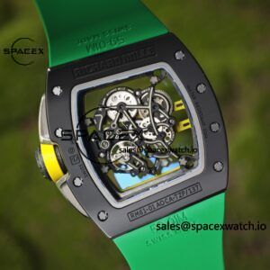 Customized Richard Mill 61-01 green track, ZF black ceramic case, customized VA best integrated movement (appearance and function identical to genuine), green natural rubber strap, yellow crown rubber ring - Image 27