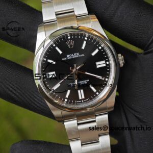 41mm Rolex Oyster Perpetual 134300 black dial modified genuine watch outer ring, dial, pointer three genuine accessories, Dandong 3230 integrated movement, high-quality 904L steel case strap - Image 6