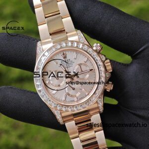 New Rolex Daytona series m126595tbr rose gold, handmade custom true T-shaped diamond outer ring, (Swiss handmade inlay) electroplated 18K rose gold case, strap, clasp, Dandong 4130 movement - Image 6