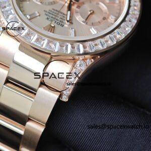 New Rolex Daytona series m126595tbr rose gold, handmade custom true T-shaped diamond outer ring, (Swiss handmade inlay) electroplated 18K rose gold case, strap, clasp, Dandong 4130 movement - Image 11