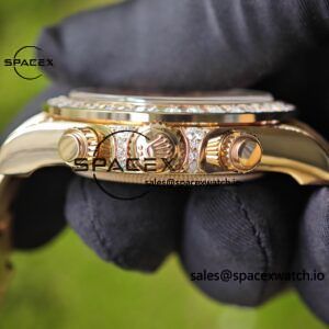 New Rolex Daytona series m126595tbr rose gold, handmade custom true T-shaped diamond outer ring, (Swiss handmade inlay) electroplated 18K rose gold case, strap, clasp, Dandong 4130 movement - Image 15