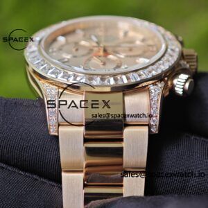 New Rolex Daytona series m126595tbr rose gold, handmade custom true T-shaped diamond outer ring, (Swiss handmade inlay) electroplated 18K rose gold case, strap, clasp, Dandong 4130 movement - Image 14