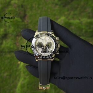 Rolex Daytona 116519 customized with the best alternative outer dial and hands on the market, equipped with Dandong 4130 movement and natural black fluororubber strap - Image 5