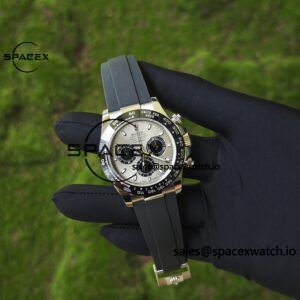 Rolex Daytona 116519 customized with the best alternative outer dial and hands on the market, equipped with Dandong 4130 movement and natural black fluororubber strap - Image 6