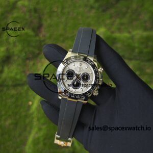 Rolex Daytona 116519 customized with the best alternative outer dial and hands on the market, equipped with Dandong 4130 movement and natural black fluororubber strap - Image 7