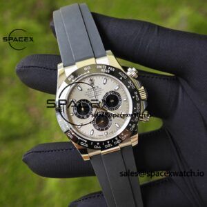 Rolex Daytona 116519 customized with the best alternative outer dial and hands on the market, equipped with Dandong 4130 movement and natural black fluororubber strap - Image 9
