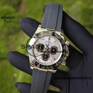 Rolex Daytona 116519 customized with the best alternative outer dial and hands on the market, equipped with Dandong 4130 movement and natural black fluororubber strap - Image 10