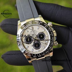 Rolex Daytona 116519 customized with the best alternative outer dial and hands on the market, equipped with Dandong 4130 movement and natural black fluororubber strap - Image 12