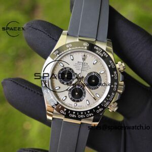 Rolex Daytona 116519 customized with the best alternative outer dial and hands on the market, equipped with Dandong 4130 movement and natural black fluororubber strap - Image 13