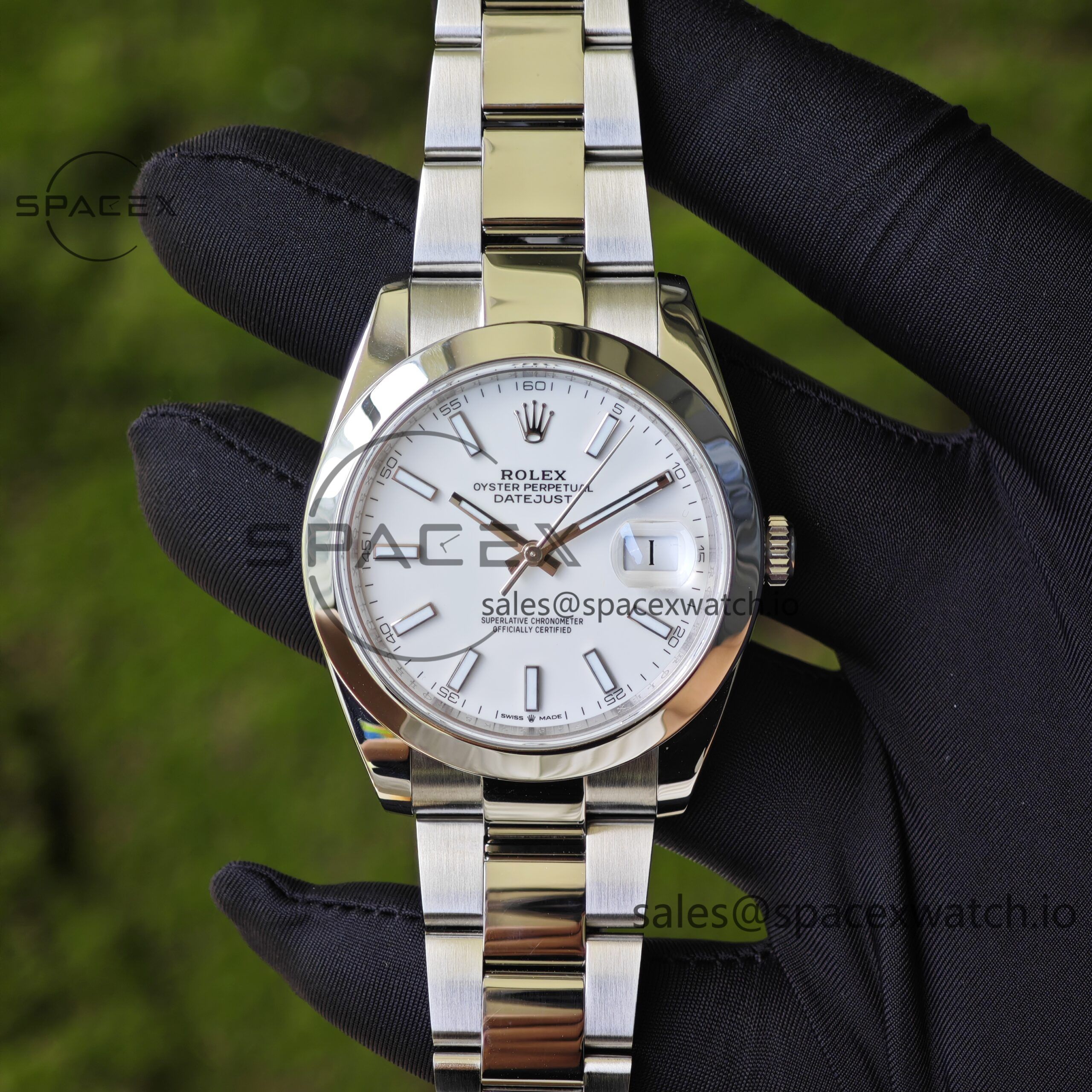 IMG_20250510_125014 41mm Rolex DateJust m126300 white dial, custom modified genuine watch accessories, outer ring, dial, mirror, hands, Dandong 3235 integrated movement, 904L steel case strap - Image 1