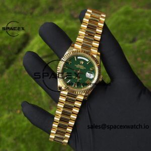40mm Rolex Day Date m 228238 gaming table green, customized with German five axis CNC technology 18K pure gold strap, German imported green dial, pointer calendar, Swiss imported ETA2836 movement, high standard assembly process - Image 4