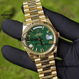 40mm Rolex Day Date m 228238 gaming table green, customized with German five axis CNC technology 18K pure gold strap, German imported green dial, pointer calendar, Swiss imported ETA2836 movement, high standard assembly process - Image 6