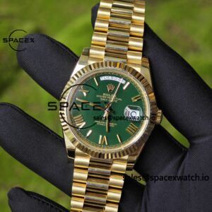 40mm Rolex Day Date m 228238 gaming table green, customized with German five axis CNC technology 18K pure gold strap, German imported green dial, pointer calendar, Swiss imported ETA2836 movement, high standard assembly process - Image 7