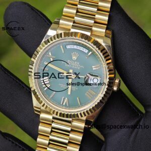 40mm Rolex Day Date m 228238 gaming table green, customized with German five axis CNC technology 18K pure gold strap, German imported green dial, pointer calendar, Swiss imported ETA2836 movement, high standard assembly process - Image 8