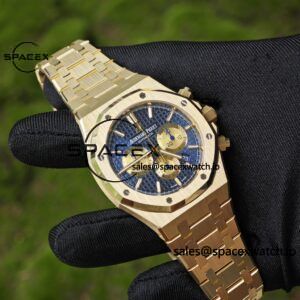 Customized AP26331BA blue dial, German CNC technology 1:1 customized 18K pure gold case strap, GENFP1185 movement, customized best substitute dial, hands, calendar, perfectly restoring GEN effect - Image 6