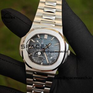 (Top Customization) Patek Philippe Nautilus 5712 Improved Best Alternative Gradient Blue Dial, Replacing Moon Phase, 1:1 Customized Case and Strap with Secondary Polishing and Grinding, ACE240 Integrated Movement - Image 7