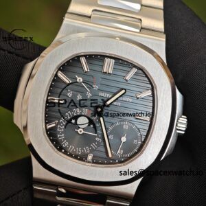 (Top Customization) Patek Philippe Nautilus 5712 Improved Best Alternative Gradient Blue Dial, Replacing Moon Phase, 1:1 Customized Case and Strap with Secondary Polishing and Grinding, ACE240 Integrated Movement - Image 10