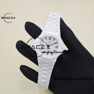 AET Patek Philippe 5711 white ceramic, original data 1:1 customized high-end white ceramic case and strap, customized best alternative white dial, hands, calendar, equipped with ACE324 integrated movement. - Image 4
